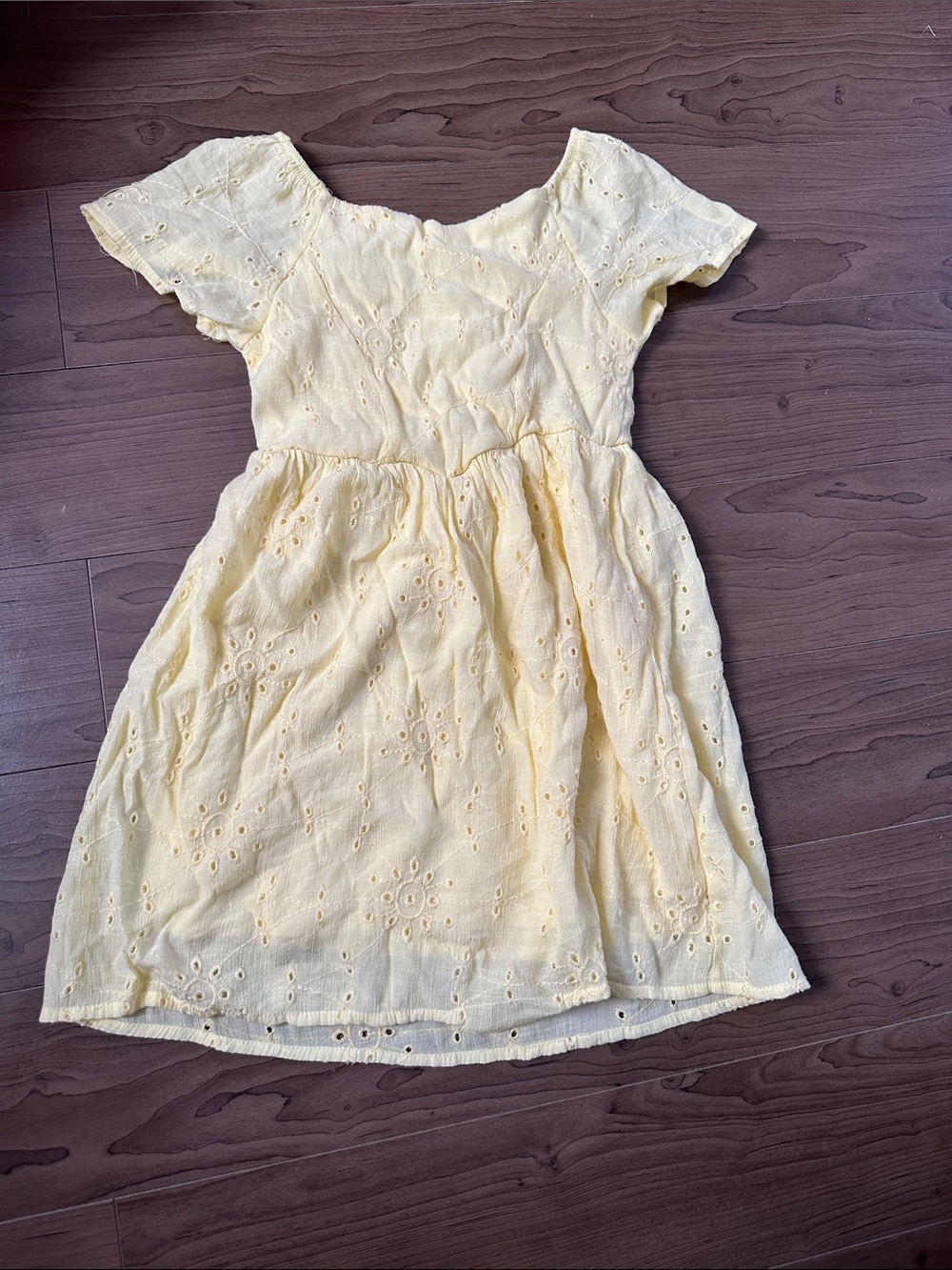 Girls' Yellow Eyelet Summer Dress